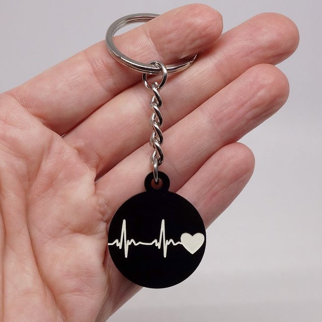 Porte-clés Heart Beat Noir - Fantaisie, Matière Synthétique, Idée Cadeau Originale Métiers